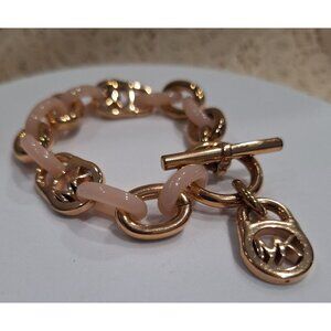 EUC Michael Kors Fulton Gold-Tone and Blush Links Toggle Bracelet
